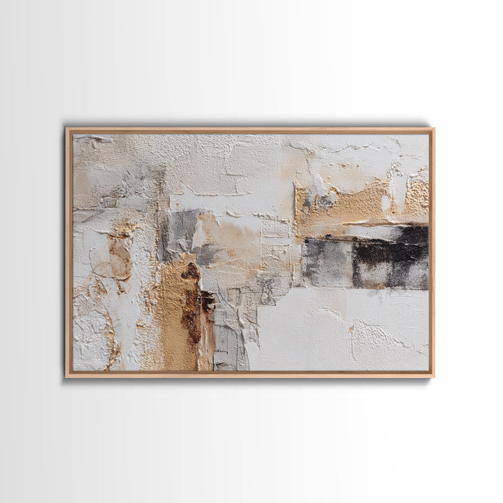 Luxury Neutral Plaster Texture Abstract Framed Canvas Print, Wall Art, Wall Art for Mom, Living Room Decor, Abstract Art, WAL-3x2-91