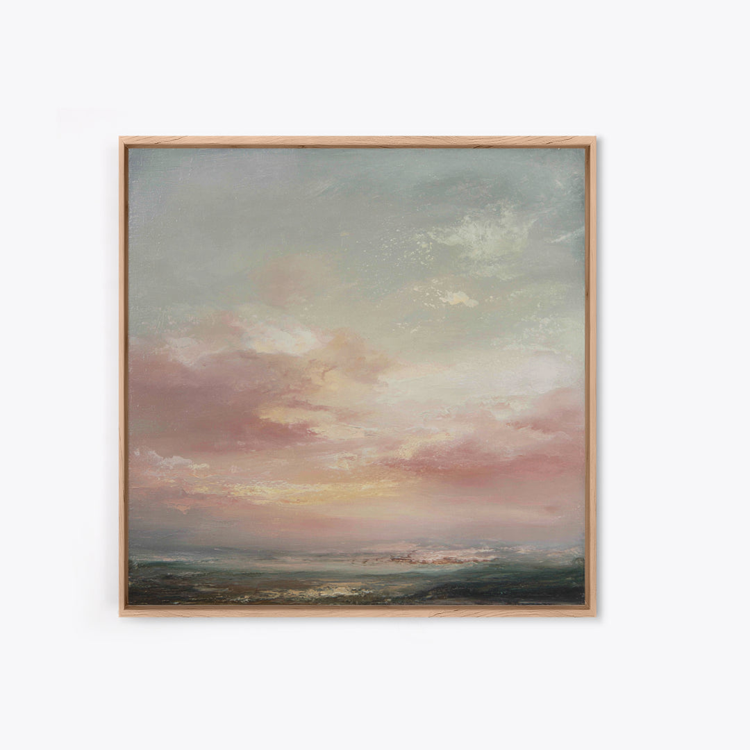 Blush Cloudscape with Dreamy Atmosphere Canvas Print, Wedding Art, Custom Painting, Living Room Decor, Oil Painting, Romance, WED-1x1-15