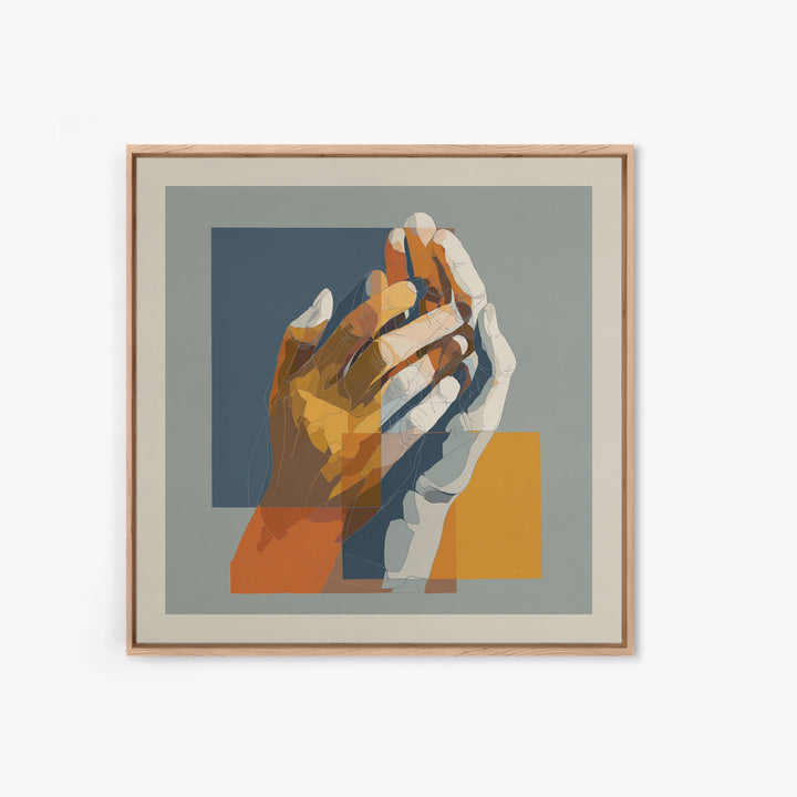 Hands Nearly Touching Framed Canvas Print, Wedding Art, Jewish Art, Living Room Decor, Abstract Art, Romance, WED-1x1-16