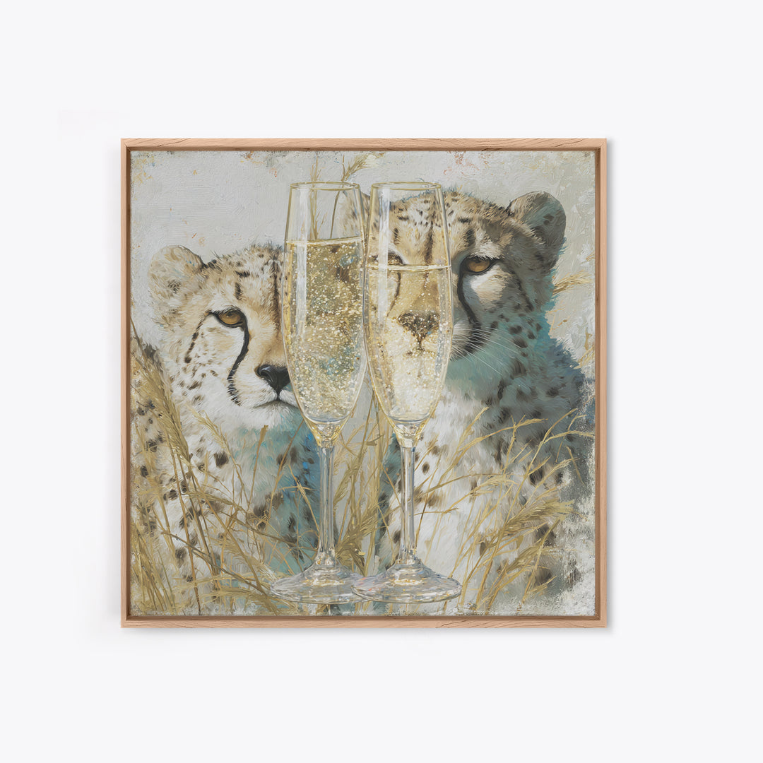 Champagne Glasses with Delicate Sparkle Canvas Print, Wedding Art, Bride and Groom, Living Room Decor, Oil Painting, Romance, WED-1x1-30