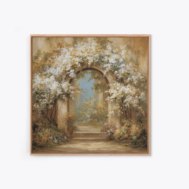 Romantic Garden Arch Covered Framed Canvas Print, Wedding Art, Beach Wedding, Living Room Decor, Romance, Modern Decor, WED-1x1-34