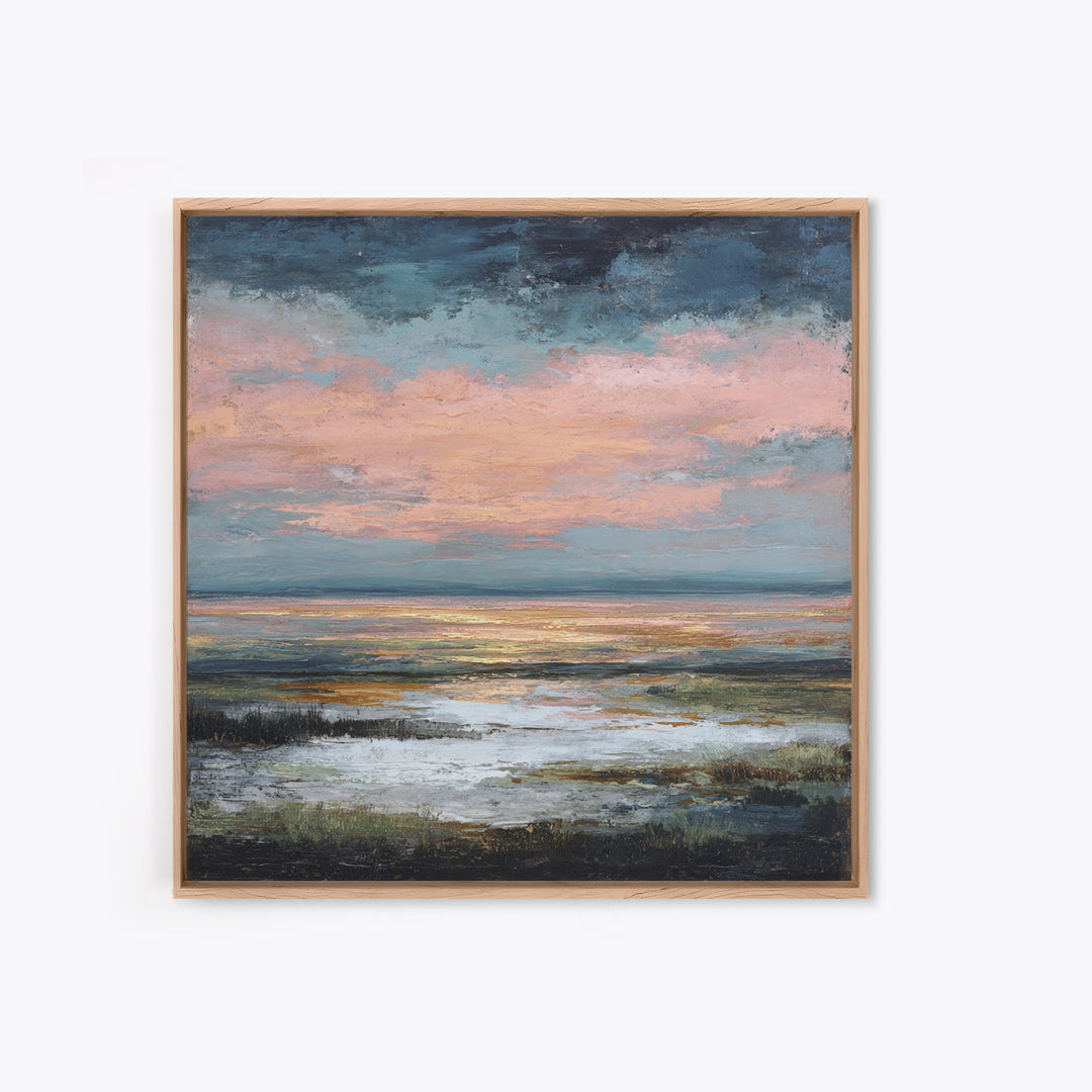 Blush Cloudscape with Dreamy Atmosphere Framed Canvas Print, Wedding Art, Wedding Decoration, Living Room Decor, Romance, WED-1x1-39