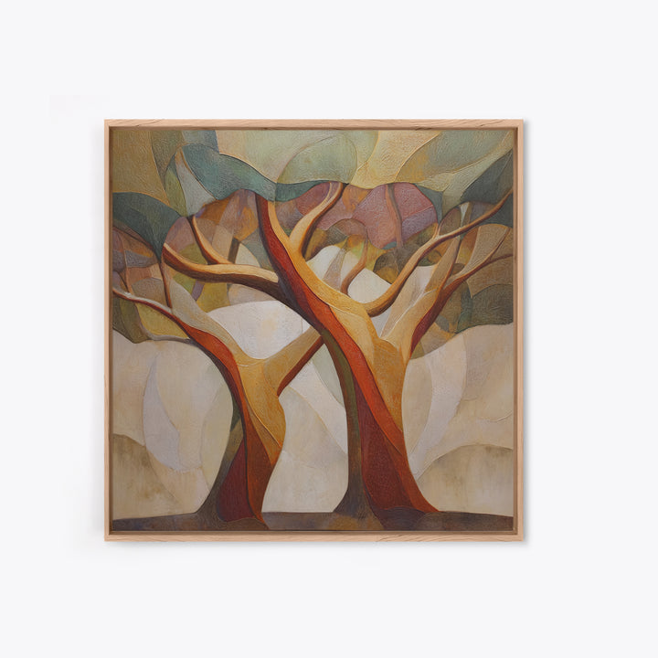 Two Intertwined Trees as Symbolic Artwork Framed Canvas Print, Wedding Art, Custom Wedding Gift, Living Room Decor, Romance, WED-1x1-47