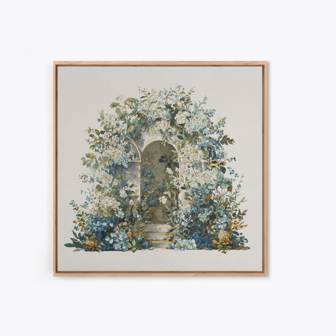 Romantic Garden Arch Covered Framed Canvas Print, Wedding Art, Beach Wedding, Living Room Decor, Romance, Modern Decor, WED-1x1-58