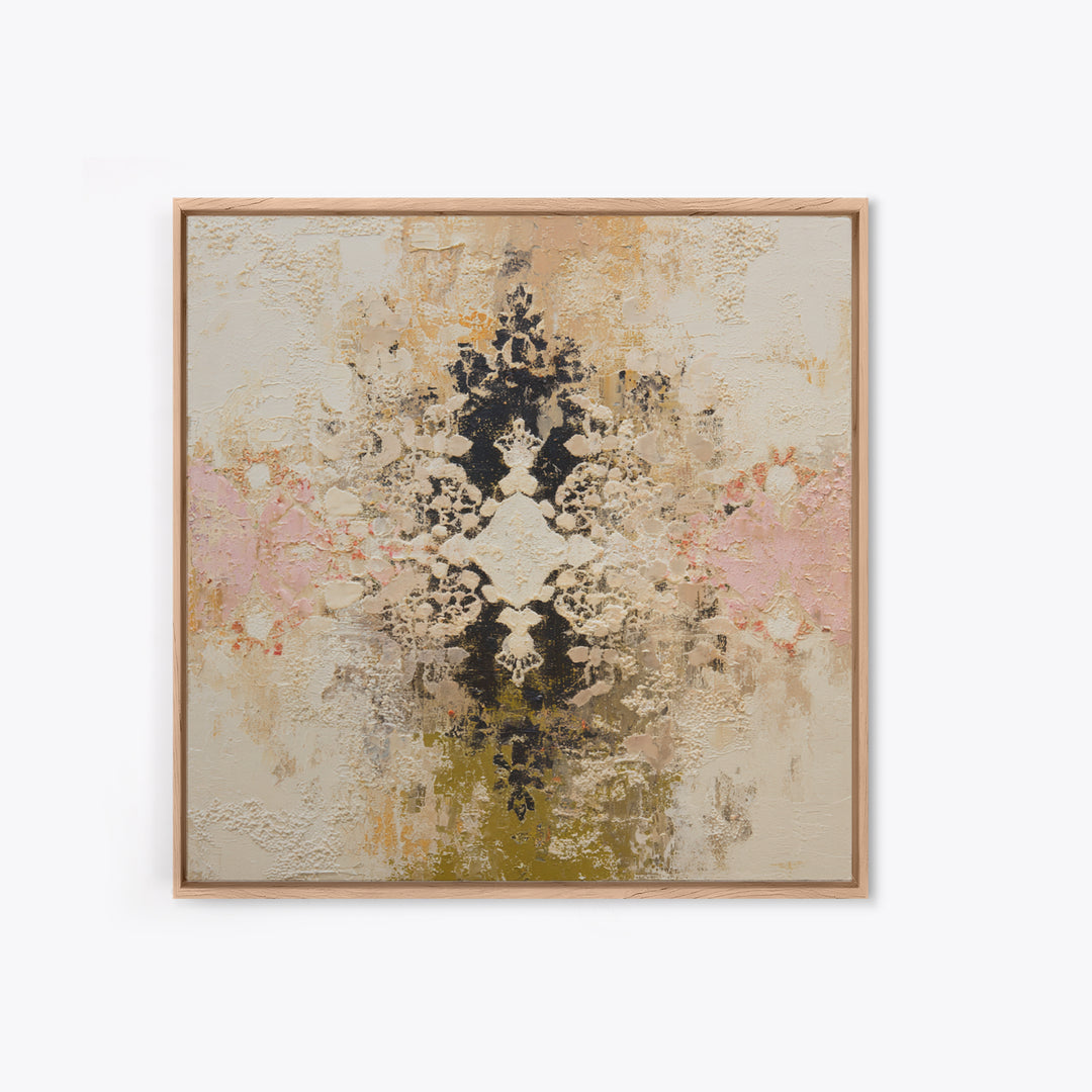 Lace Pattern Ivory Abstraction Framed Canvas Print, Wedding Art, Wedding Poster, Living Room Decor, Abstract Art, Romance, WED-1x1-67