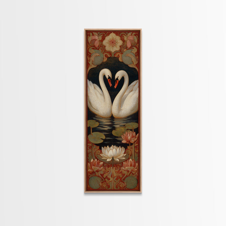 Two Swans Forming a Heart on Dark Canvas Print, Wedding Art, Bride and Groom, Living Room Decor, Romance, Neutral Decor, WED-1x3-14