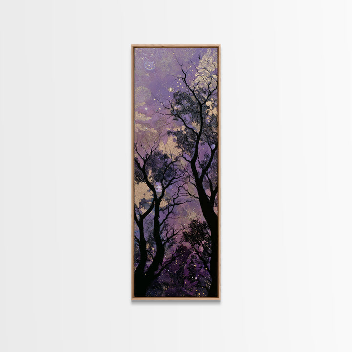 Couple Silhouette Beneath Moonlit Trees Canvas Print, Wedding Art, Neutral Decor, Living Room Decor, Fine Art, Romance, WED-1x3-17