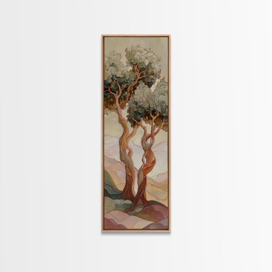 Two Intertwined Trees as Symbolic Artwork Canvas Print, Wedding Art, Modern Decor, Living Room Decor, Fine Art, Romance, WED-1x3-35