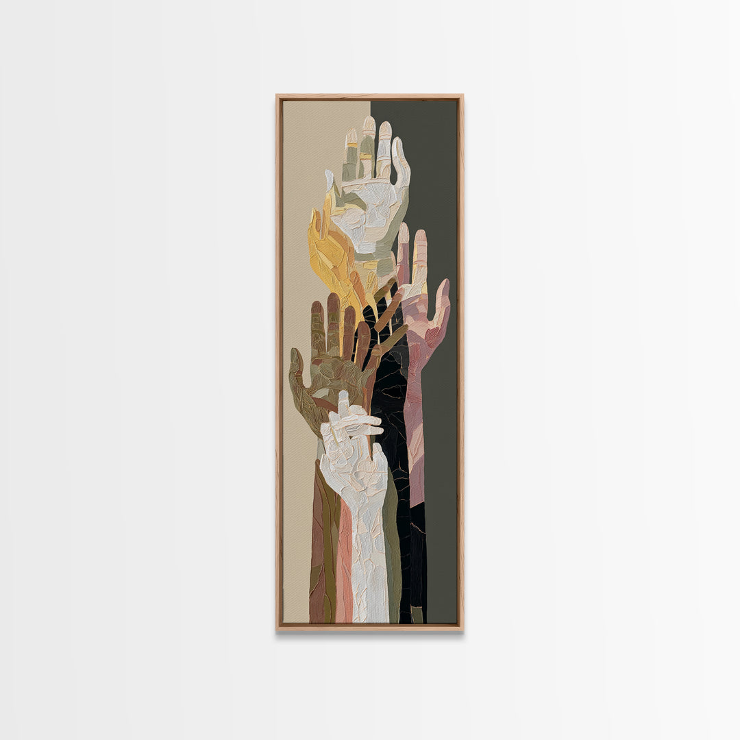 Hands Nearly Touching Framed Canvas Print, Wedding Art, Boho Decor, Living Room Decor, Abstract Art, Romance, Art Print, WED-1x3-52
