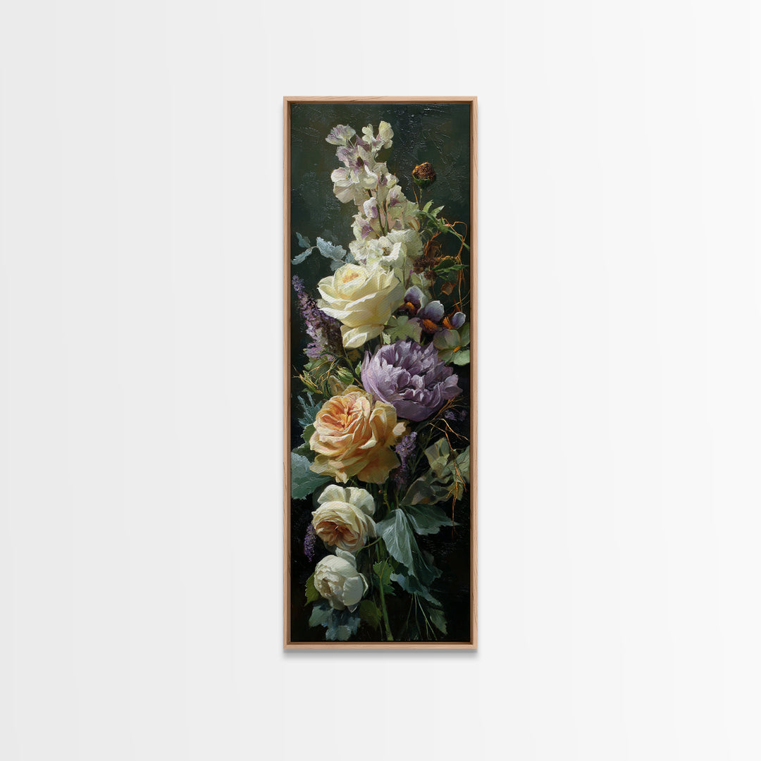 Romantic Candle and Floral Still Life Framed Canvas Print, Wedding Art, Unique Wedding Gift, Living Room Decor, Romance, WED-1x3-58