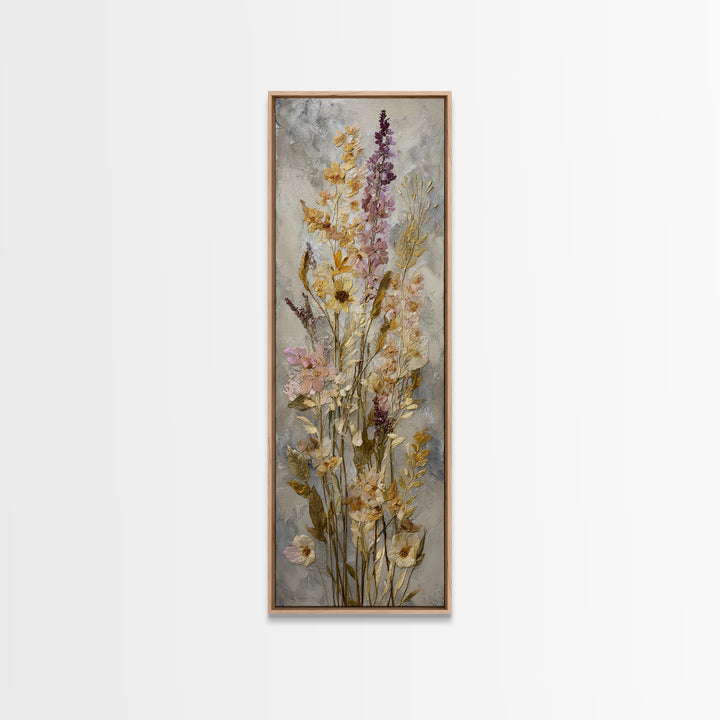 Pressed Flowers from a Wedding Bouquet Canvas Print, Wedding Art, Wedding Gift, Living Room Decor, Watercolor Art, Romance, WED-1x3-68