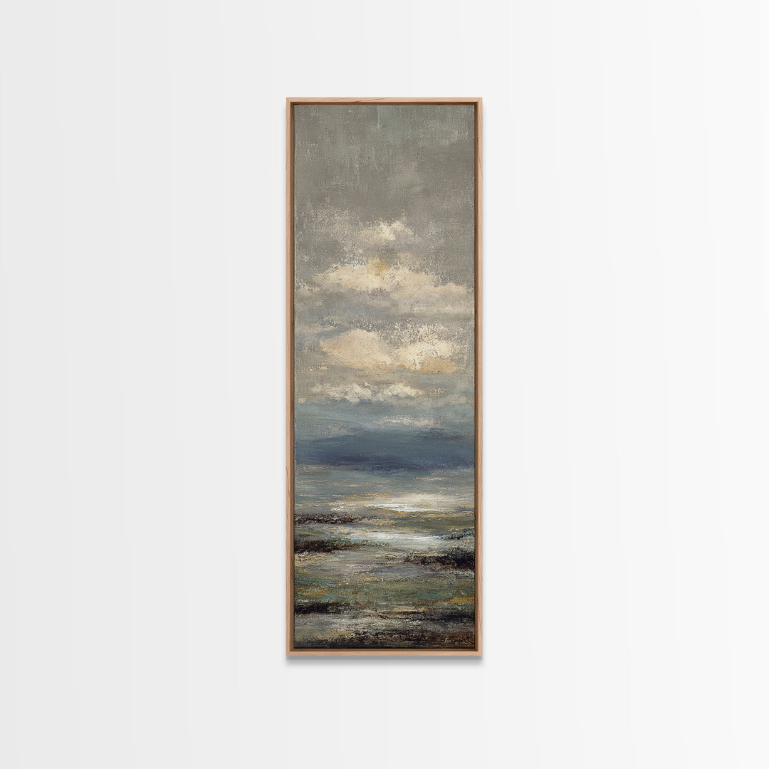 Blush Cloudscape with Dreamy Atmosphere Framed Canvas Print, Wedding Art, Custom Painting, Living Room Decor, Fine Art, Romance, WED-1x3-75
