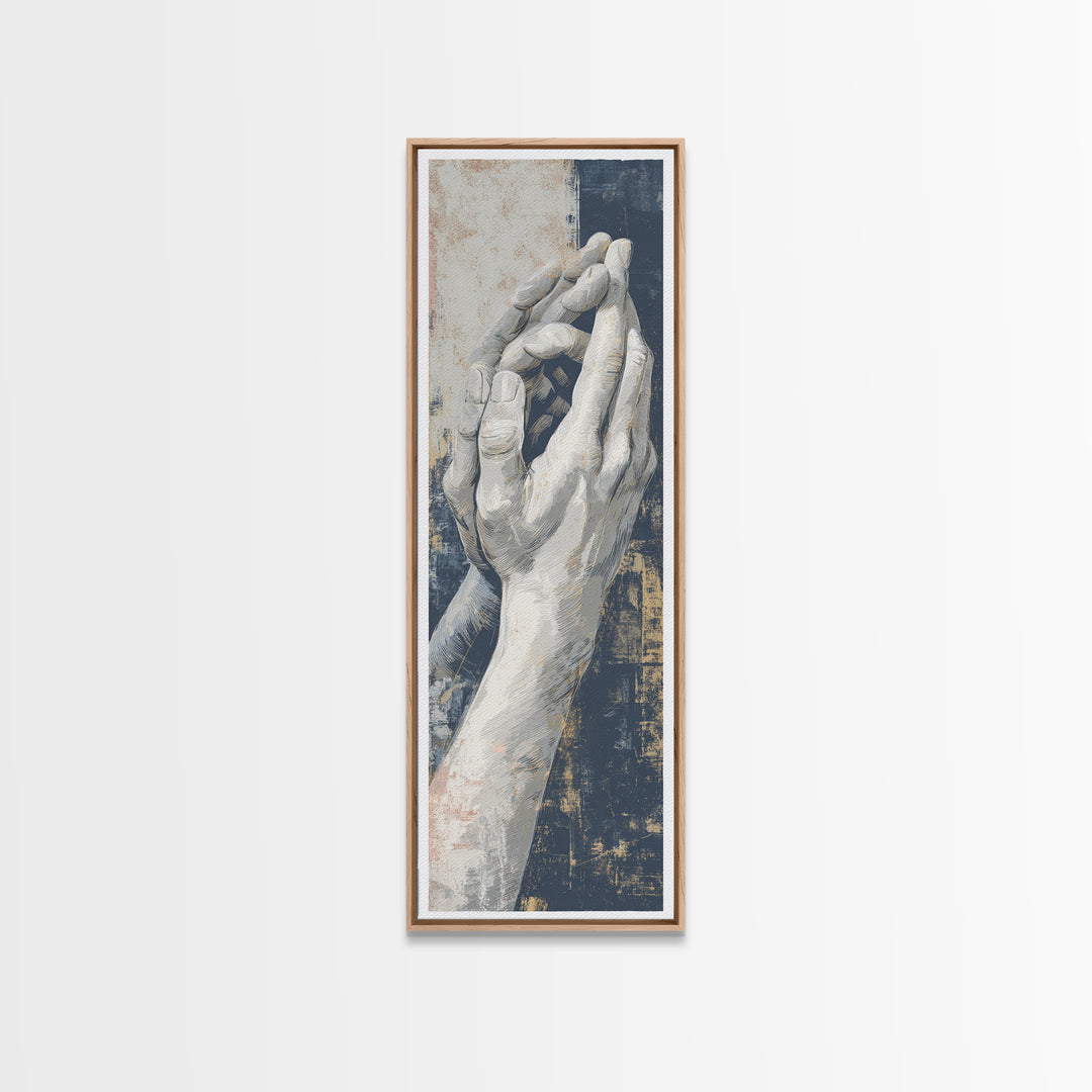 Hands Nearly Touching Framed Canvas Print, Wedding Art, Custom Portrait, Living Room Decor, Romance, Wedding Decoration, WED-1x3-76
