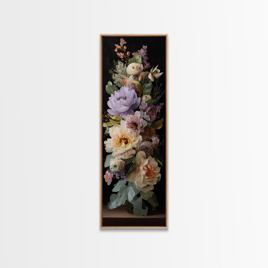 Peony and Ranunculus Bouquet Framed Canvas Print, Wedding Art, Wedding Painting, Living Room Decor, Fine Art, Romance, WED-1x3-8