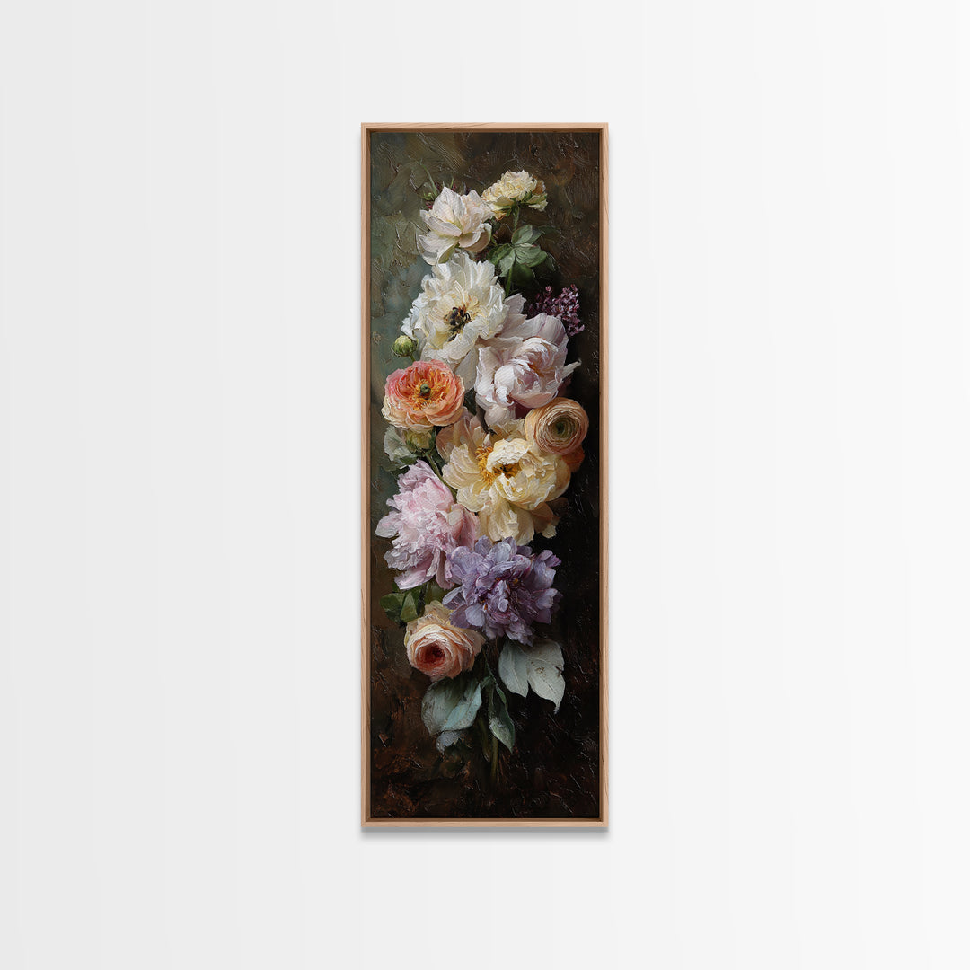 Peony and Ranunculus Bouquet Framed Canvas Print, Wedding Art, Art Print, Living Room Decor, Romance, Downloadable Art, WED-1x3-80