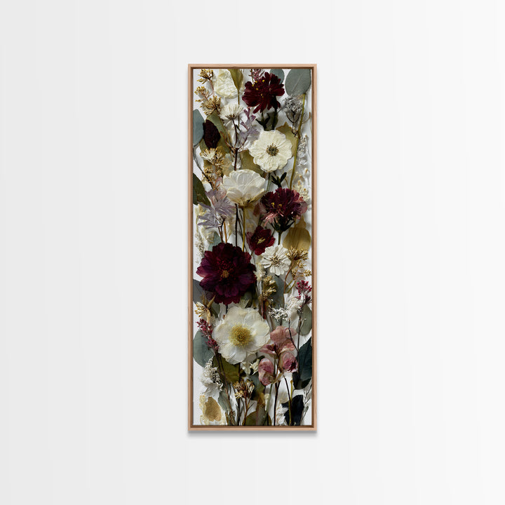 Pressed Flowers from a Wedding Bouquet Framed Canvas Print, Wedding Art, Wedding Decor, Living Room Decor, Fine Art, Romance, WED-1x3-92
