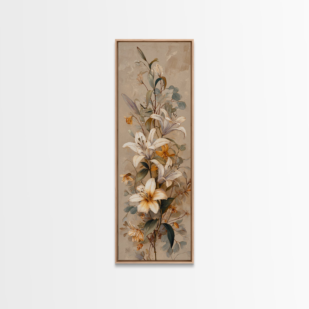 White Lilies and Eucalyptus Arrangement Canvas Print, Wedding Art, Fine Art Print, Living Room Decor, Fine Art, Romance, WED-1x3-93
