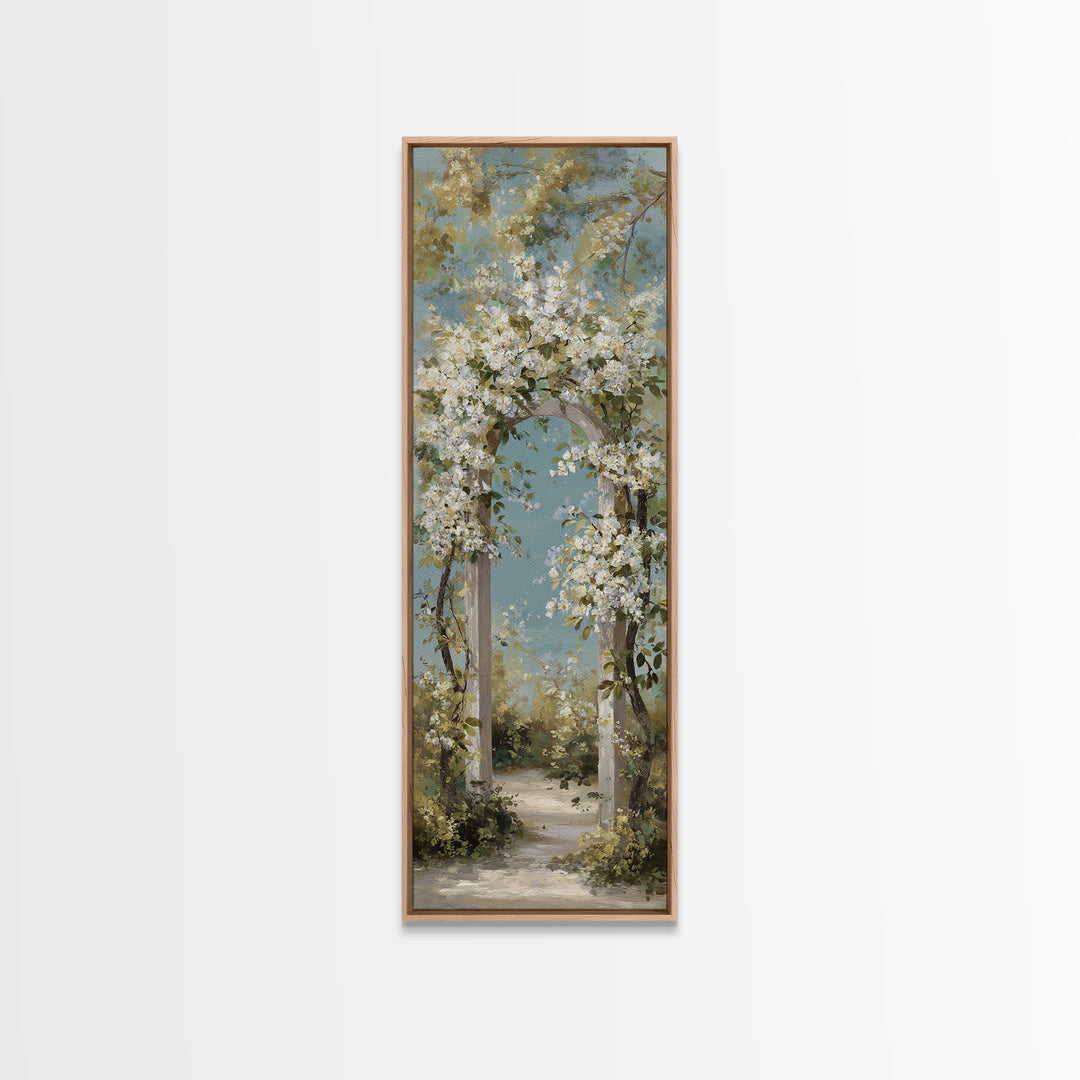 Romantic Garden Arch Covered Canvas Print, Wedding Art, Wedding Poster, Living Room Decor, Watercolor Art, Romance, WED-1x3-94