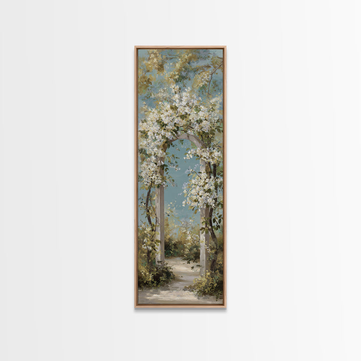 Romantic Garden Arch Covered Canvas Print, Wedding Art, Wedding Poster, Living Room Decor, Watercolor Art, Romance, WED-1x3-94