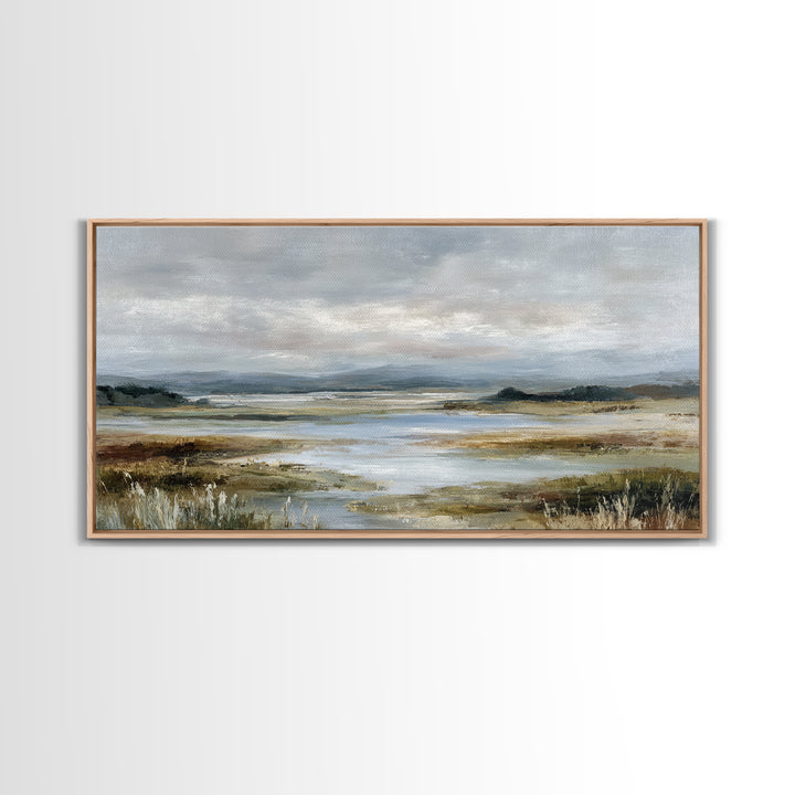Blush Cloudscape with Dreamy Atmosphere Framed Canvas Print, Wedding Art, Luxury Decor, Living Room Decor, Oil Painting, WED-2x1-35