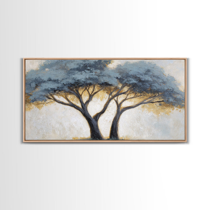 Two Intertwined Trees as Symbolic Artwork Framed Canvas Print, Wedding Art, Wedding Gift, Living Room Decor, Fine Art, Romance, WED-2x1-43