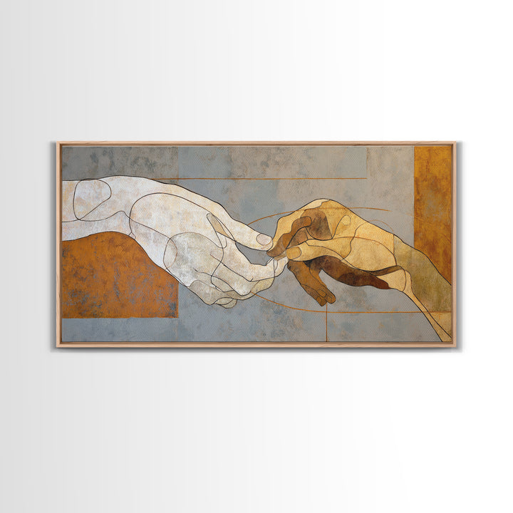Hands Nearly Touching Framed Canvas Print, Wedding Art, Wedding Decoration, Living Room Decor, Abstract Art, Romance, WED-2x1-84