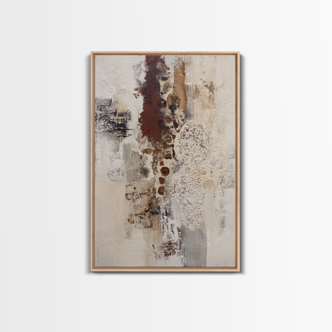 Lace Pattern Ivory Abstraction Framed Canvas Print, Wedding Art, Downloadable Art, Living Room Decor, Abstract Art, Romance, WED-2x3-3