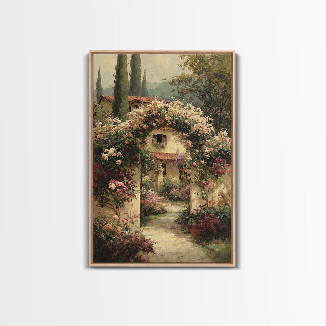 Romantic Garden Arch Covered Framed Canvas Print, Wedding Art, Modern Decor, Living Room Decor, Fine Art, Romance, Wedding Gift, WED-2x3-42