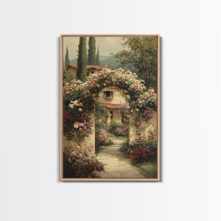 Romantic Garden Arch Covered Framed Canvas Print, Wedding Art, Modern Decor, Living Room Decor, Fine Art, Romance, Wedding Gift, WED-2x3-42