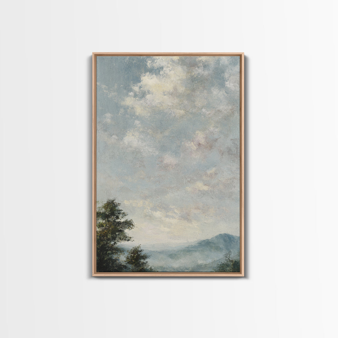 Blush Cloudscape with Dreamy Atmosphere Framed Canvas Print, Wedding Art, Neutral Decor, Living Room Decor, Abstract Art, WED-2x3-47
