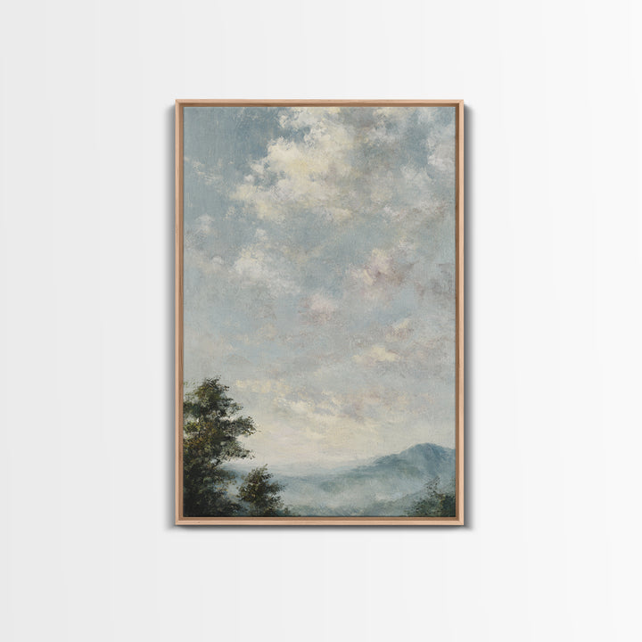 Blush Cloudscape with Dreamy Atmosphere Framed Canvas Print, Wedding Art, Neutral Decor, Living Room Decor, Abstract Art, WED-2x3-47