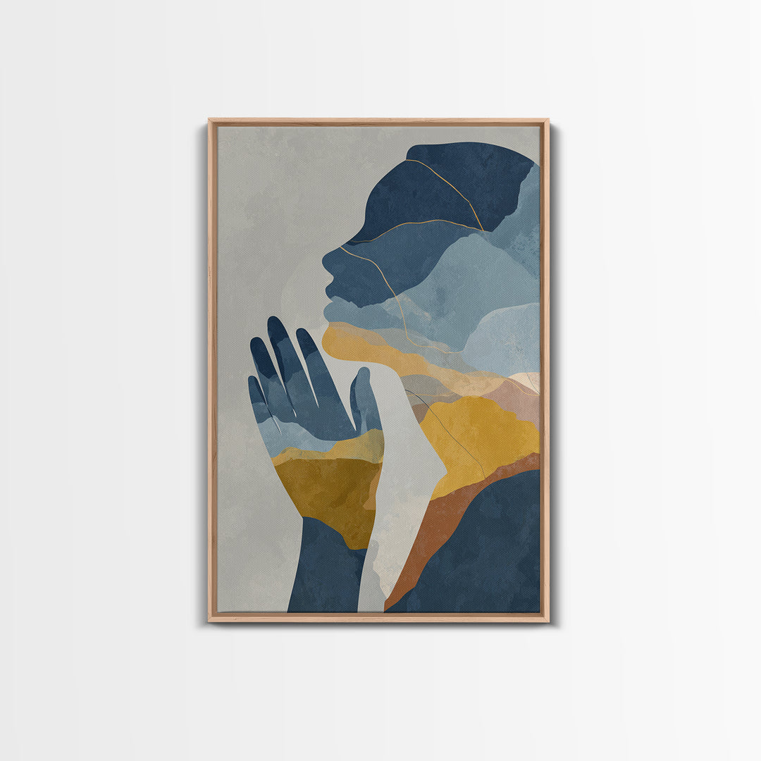 Hands Nearly Touching Framed Canvas Print, Wedding Art, Wedding Painting, Living Room Decor, Abstract Art, Romance, WED-2x3-48