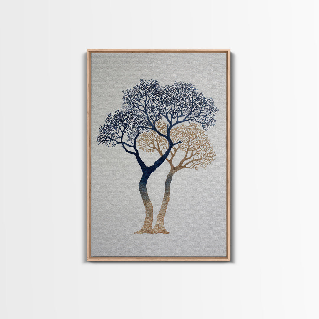 Two Intertwined Trees as Symbolic Artwork Framed Canvas Print, Wedding Art, Wedding Stationery, Living Room Decor, Romance, WED-2x3-55