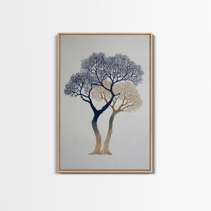 Two Intertwined Trees as Symbolic Artwork Framed Canvas Print, Wedding Art, Wedding Stationery, Living Room Decor, Romance, WED-2x3-55