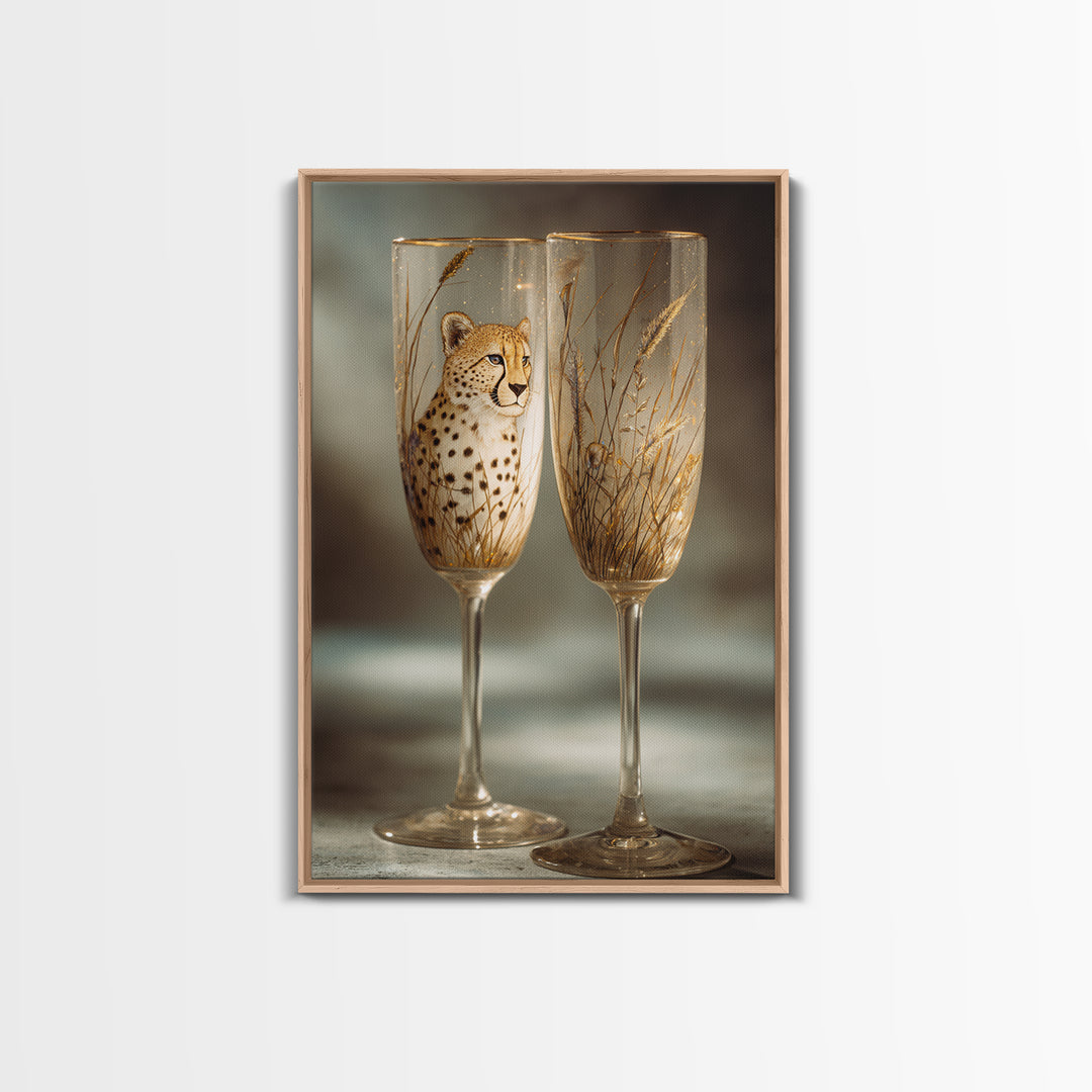 Champagne Glasses with Delicate Sparkle Canvas Print, Wedding Art, Art, Living Room Decor, Abstract Art, Romance, WED-2x3-62