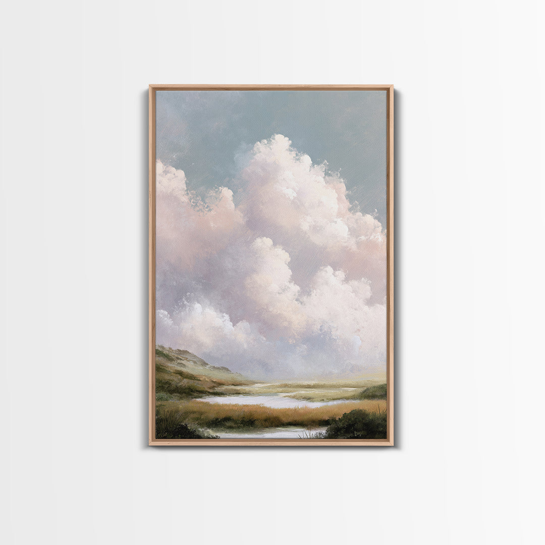 Blush Cloudscape with Dreamy Atmosphere Canvas Print, Wedding Art, Wedding Guest Book, Living Room Decor, Oil Painting, Romance, WED-2x3-95