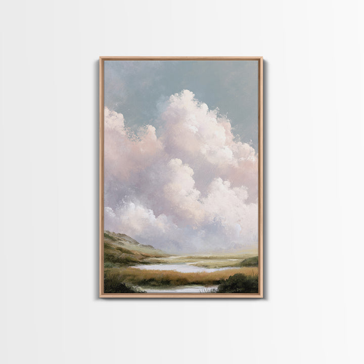 Blush Cloudscape with Dreamy Atmosphere Canvas Print, Wedding Art, Wedding Guest Book, Living Room Decor, Oil Painting, Romance, WED-2x3-95