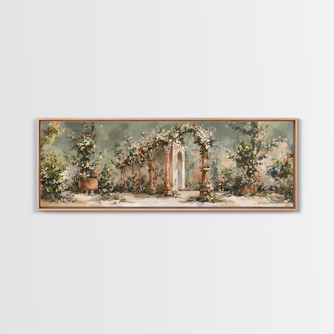 Romantic Garden Arch Covered Canvas Print, Wedding Art, Wedding Guest Book, Living Room Decor, Romance, Rustic Wedding, WED-3x1-26
