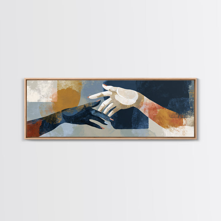 Hands Nearly Touching Framed Canvas Print, Wedding Art, Personalized Wedding, Living Room Decor, Abstract Art, Romance, WED-3x1-32