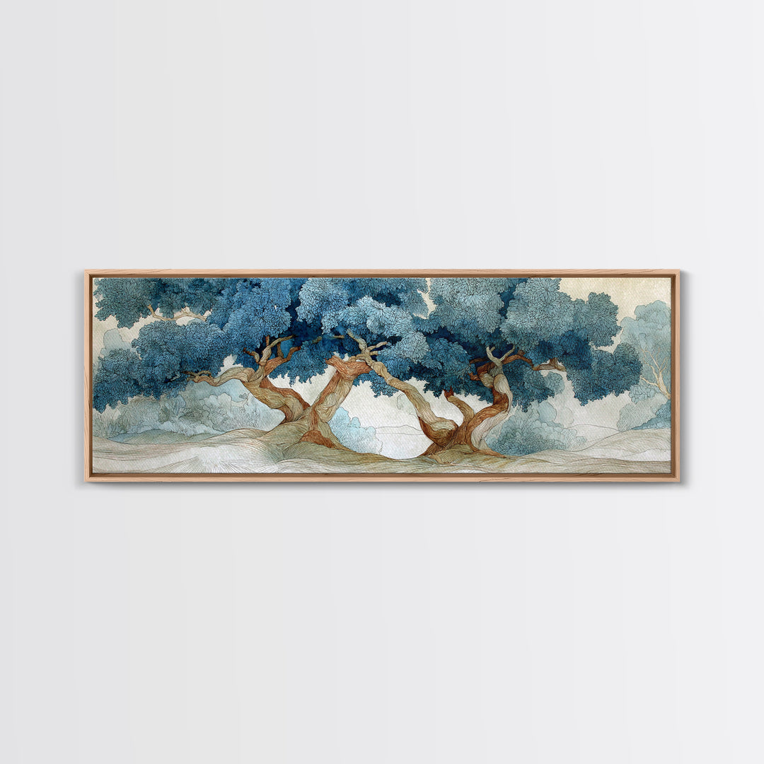 Two Intertwined Trees as Symbolic Artwork Canvas Print, Wedding Art, Home Decor, Living Room Decor, Fine Art, Romance, WED-3x1-39