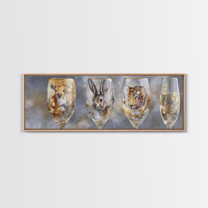Champagne Glasses with Delicate Sparkle Canvas Print, Wedding Art, Neutral Decor, Living Room Decor, Oil Painting, Romance, WED-3x1-70