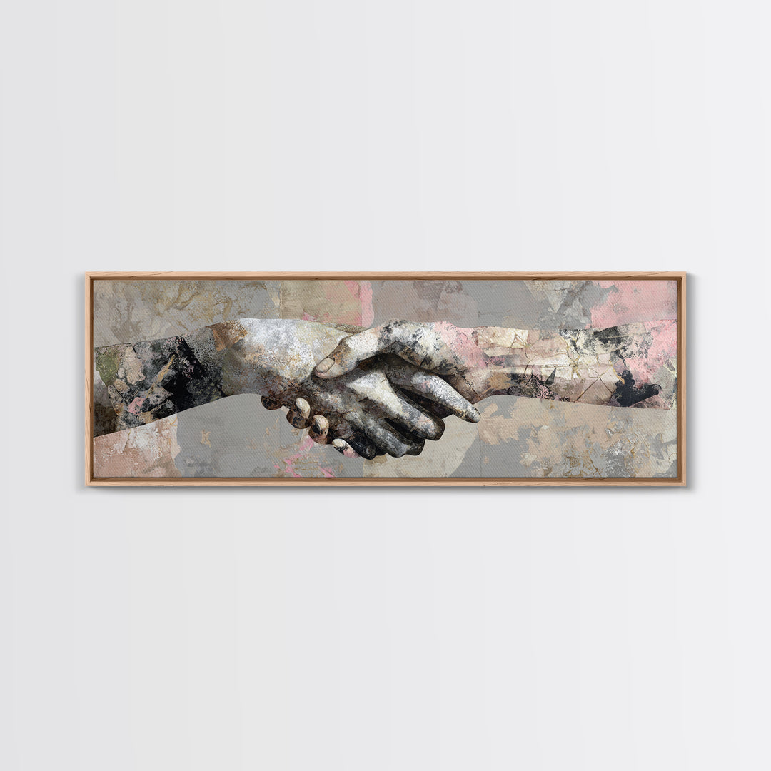 Hands Nearly Touching Canvas Print, Wedding Art, Art, Living Room Decor, Abstract Art, Romance, Custom Wedding Gift, WED-3x1-80