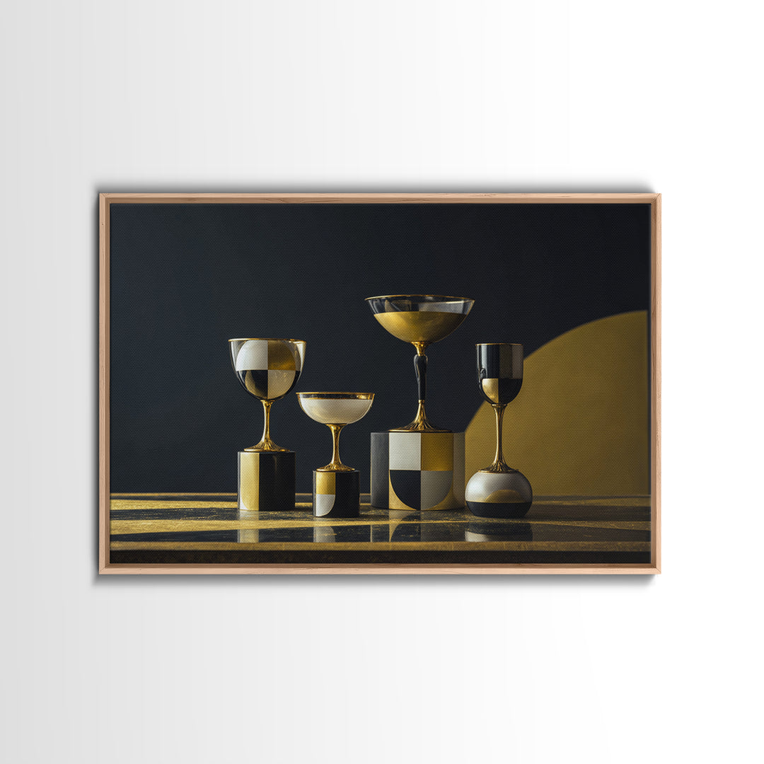 Champagne Coupe Tower Framed Canvas Print, Wedding Art, Custom Painting, Living Room Decor, Abstract Art, Romance, WED-3x2-25