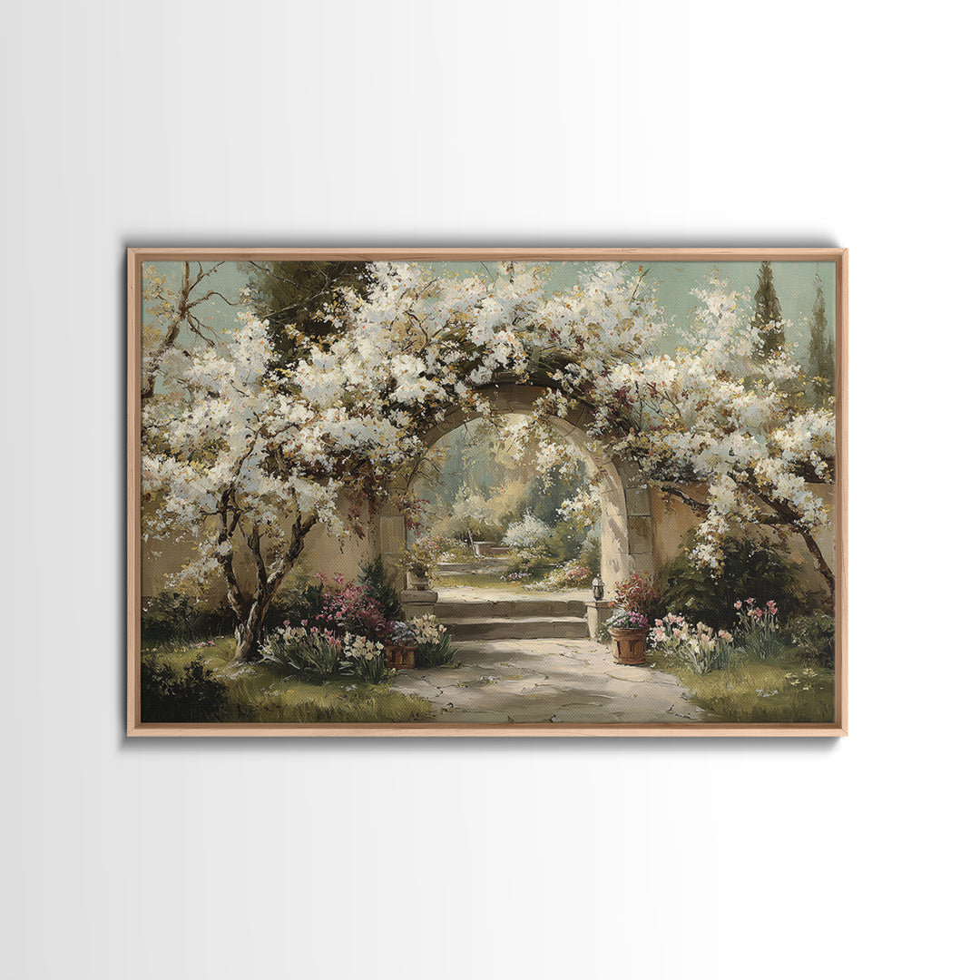 Romantic Garden Arch Covered Canvas Print, Wedding Art, Wedding Sign, Living Room Decor, Watercolor Art, Romance, WED-3x2-38