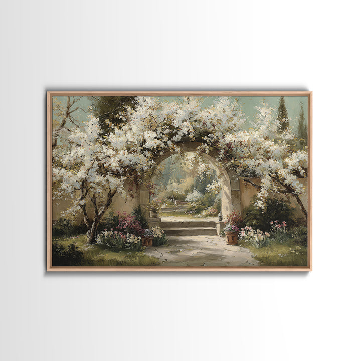 Romantic Garden Arch Covered Canvas Print, Wedding Art, Wedding Sign, Living Room Decor, Watercolor Art, Romance, WED-3x2-38