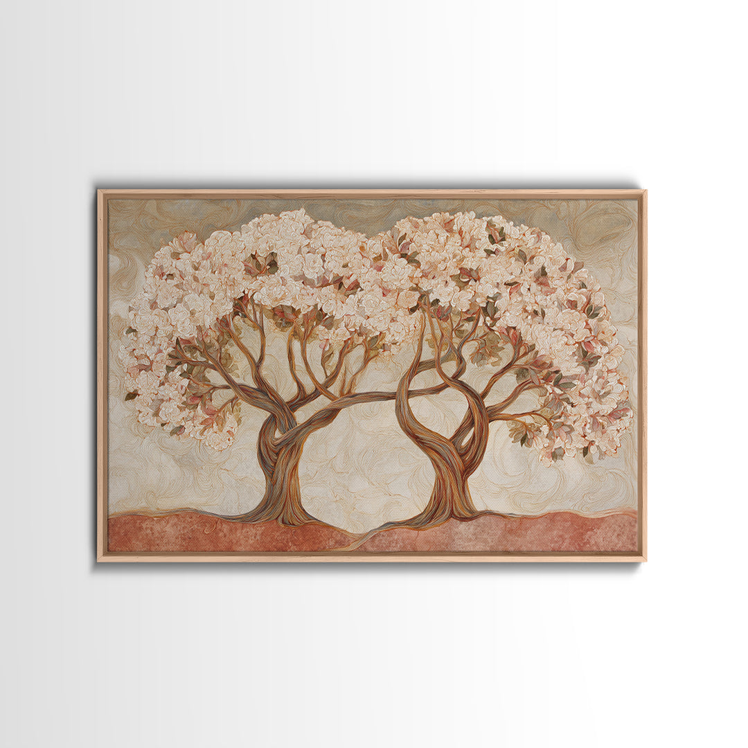 Two Intertwined Trees as Symbolic Artwork Canvas Print, Wedding Art, Wedding Guestbook, Living Room Decor, Fine Art, Romance, WED-3x2-51