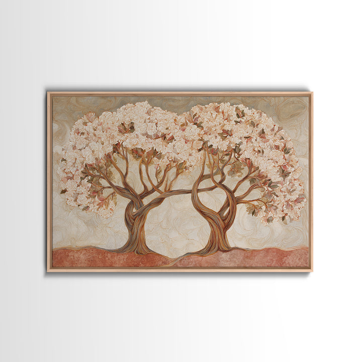 Two Intertwined Trees as Symbolic Artwork Canvas Print, Wedding Art, Wedding Guestbook, Living Room Decor, Fine Art, Romance, WED-3x2-51