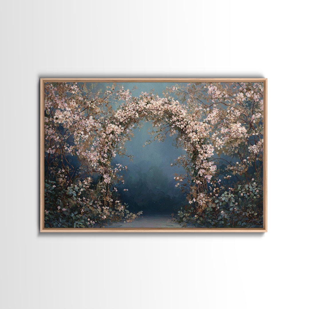 Romantic Garden Arch Covered Canvas Print, Wedding Art, Wedding Sign, Living Room Decor, Watercolor Art, Romance, WED-3x2-62
