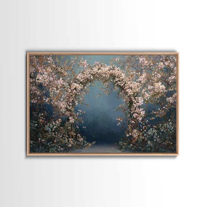 Romantic Garden Arch Covered Canvas Print, Wedding Art, Wedding Sign, Living Room Decor, Watercolor Art, Romance, WED-3x2-62
