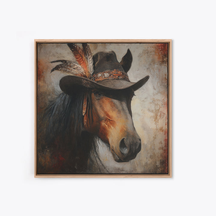 Cowboy Hat with Feathers and Beads Canvas Print, Western Art, Modern Decor, Southwestern Decor, Fine Art, Frontier, Wall Decor, WES-1x1-94